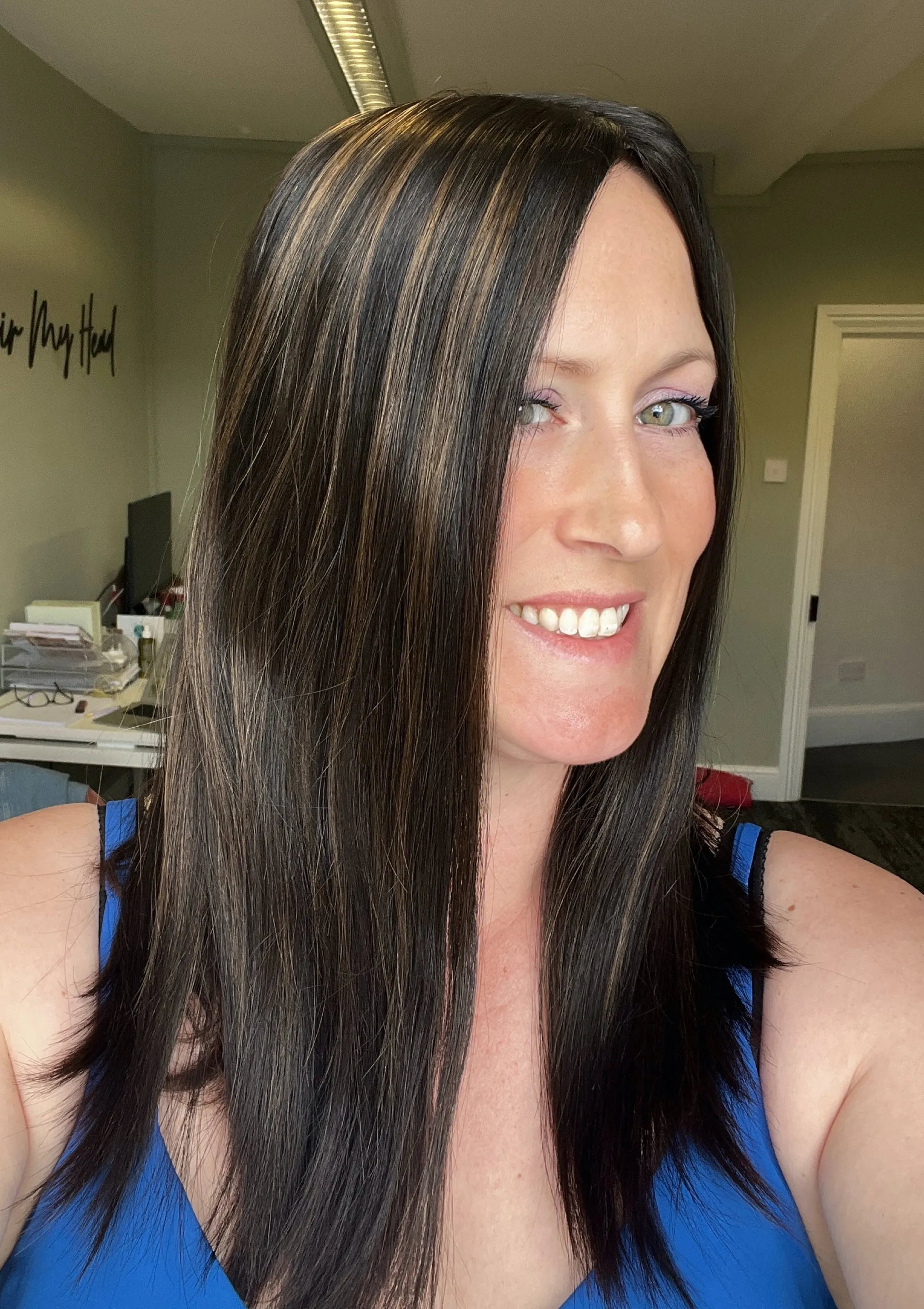 Her Hair My Head | JANEY SUNKISSED | Super Flat topper | 5.5x6" base | Fully hand-tied silk top | 16" length