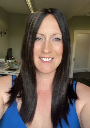 Her Hair My Head | JANEY SUNKISSED | Super Flat topper | 5.5x6" base | Fully hand-tied silk top | 16" length