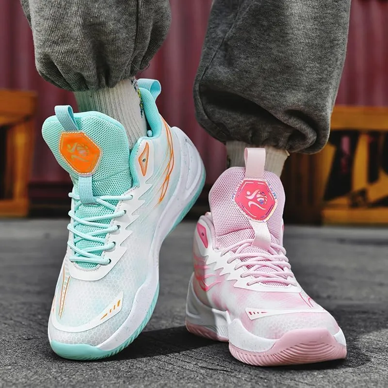 High Top Womens Mens Basketball Shoes Breathable Non Slip Unisex-Adult Outdoor Sneakers Cushioning Workout Shoes for Fitness