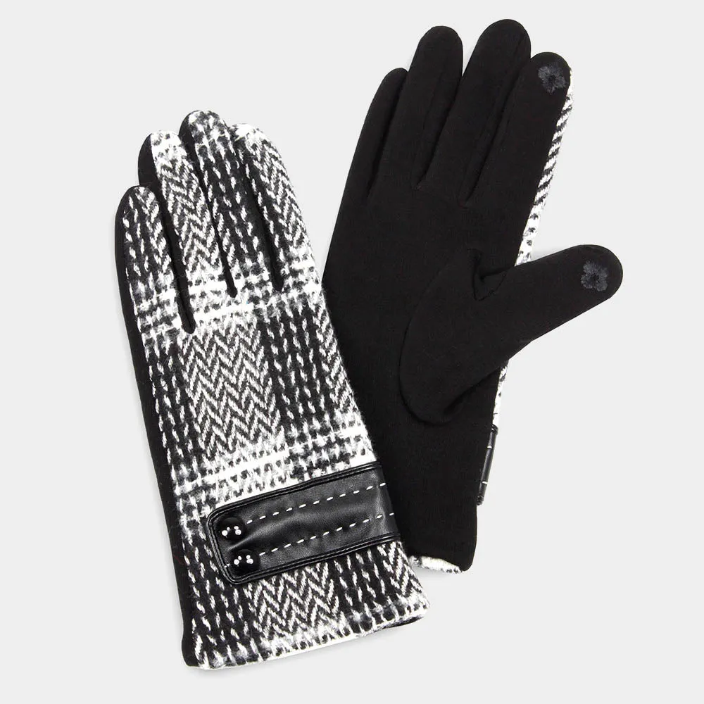 iLLASPARKZ HERRINGBON WOVEN  BUTTON GLOVES