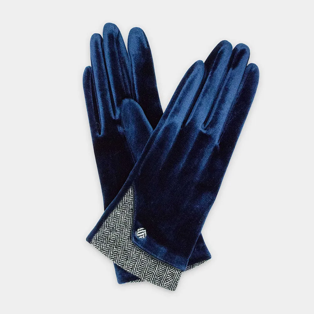 iLLASPARKZ Herringbone Accent Velvet Gloves