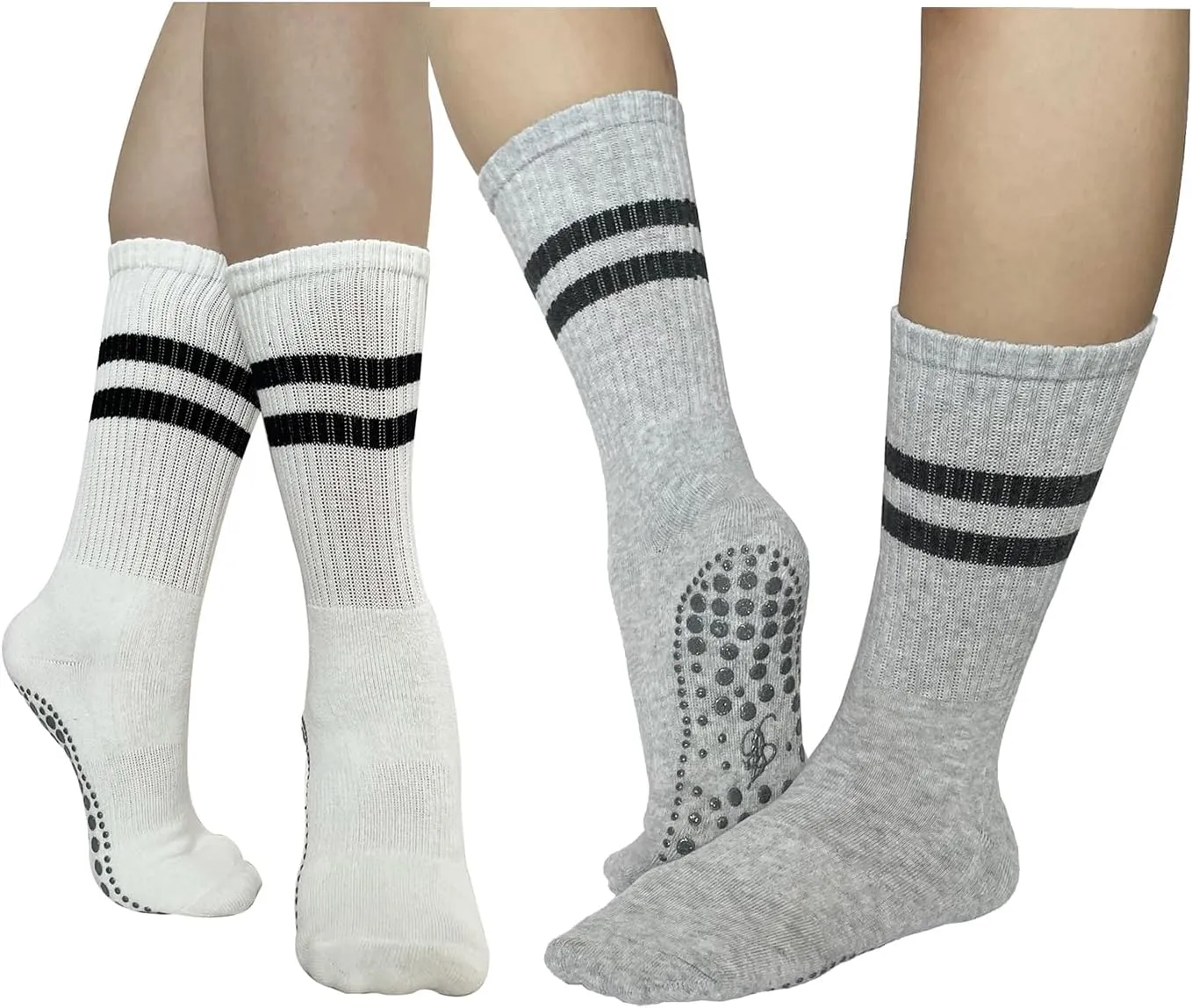 JCZANXI Yoga Socks with Grips for Women, Non Slip Grippy Socks for Yoga, Pilates, Barre, Dance | Ideal Cushioned Crew Socks