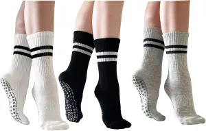 JCZANXI Yoga Socks with Grips for Women, Non Slip Grippy Socks for Yoga, Pilates, Barre, Dance | Ideal Cushioned Crew Socks