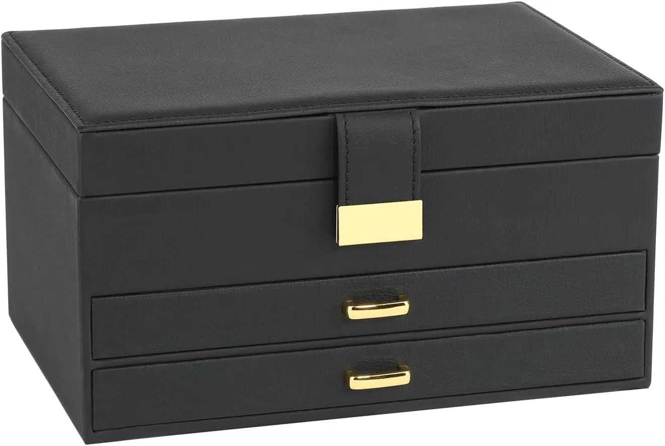 Jewelry Boxes for Women, Jewelry Holder Organizer for Christmas Gift, Jewelry Boxes & Organizers for Rings Earring Necklace Bracelet Watch, Black