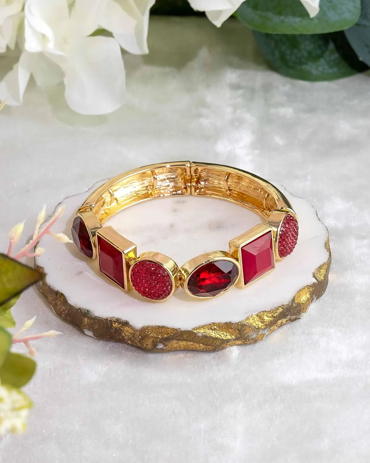 Jewelry Multi-Stone Stretch Bracelet, Versatile Women's Fashion Jewelry, Adjustable Fit