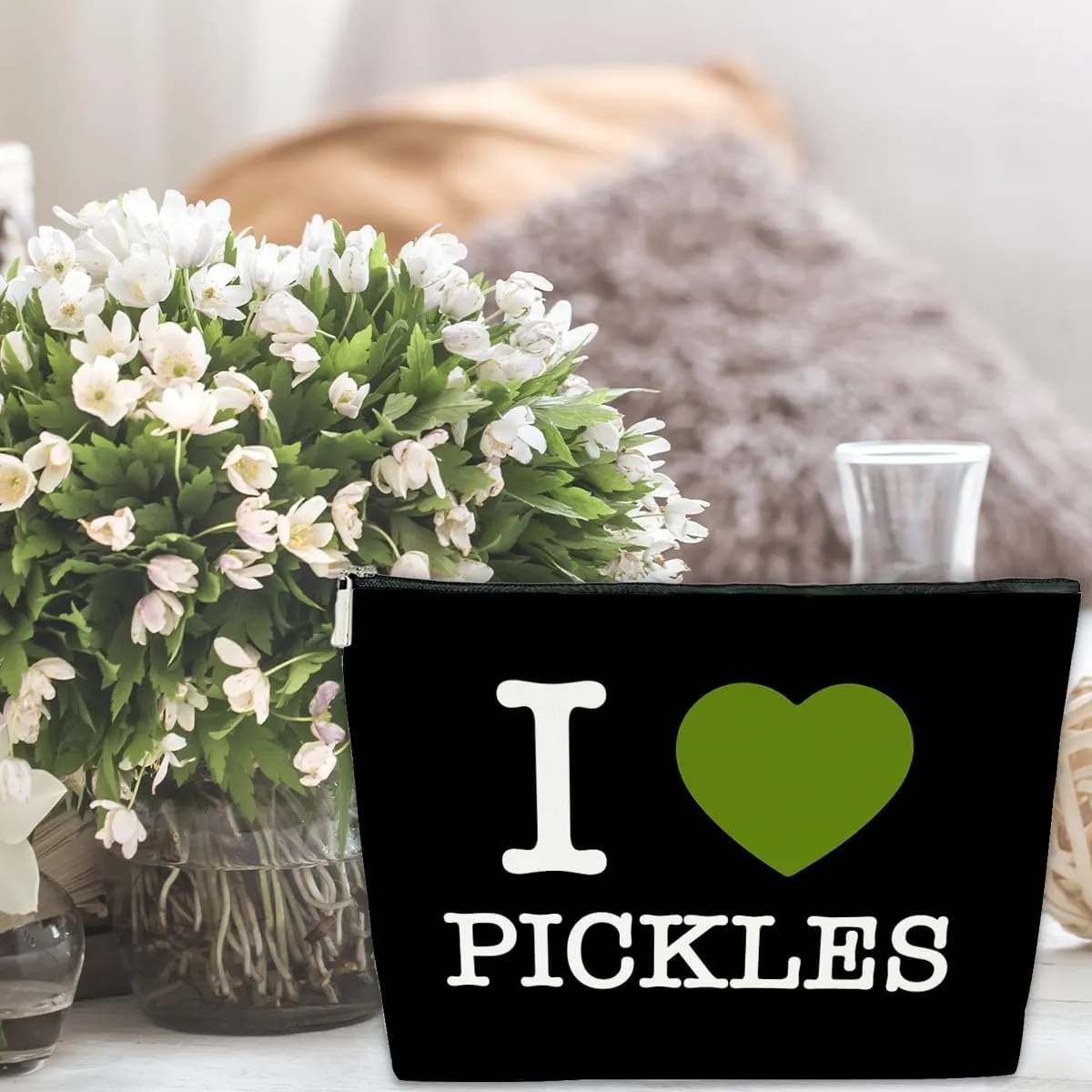 JioJio Chan Pickle Lover Gifts Makeup Bag for Women, I Love Pickles PU Leather Makeup Cosmetic Bag for Purse, Pickle Gifts for Pickle Lovers, Pickle Stuff, Gifts for Pickle Lovers Makeup Pouch