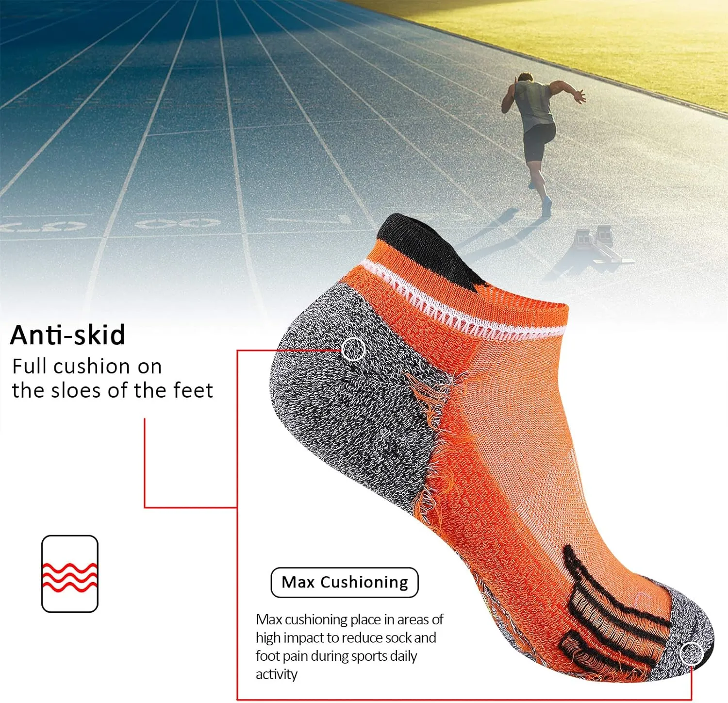 JOYNE Mens Ankle Low Cut Athletic Tab Socks for Men Sport Comfort Cushion Sock 6 Pack