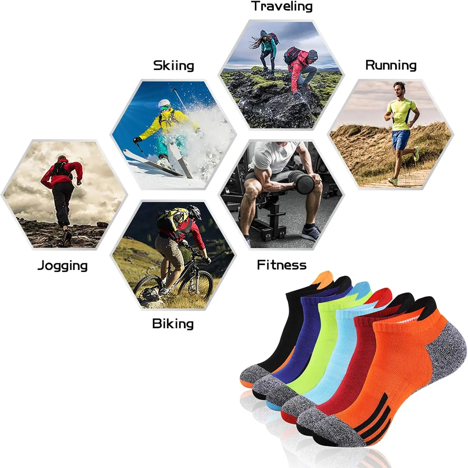 JOYNE Mens Ankle Low Cut Athletic Tab Socks for Men Sport Comfort Cushion Sock 6 Pack