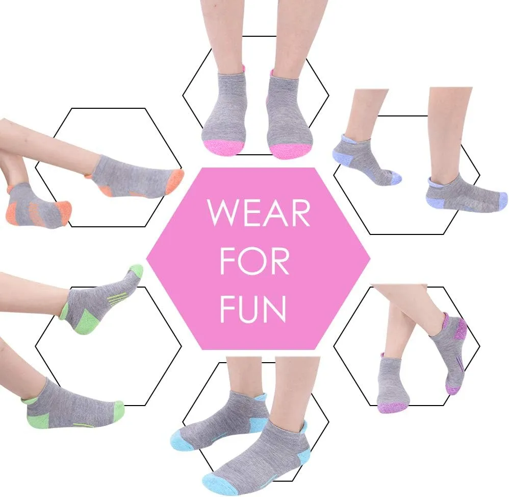 JOYNE Womens Ankle Athletic Low Cut Tab Socks Cushioned Running Sports 6 Pack