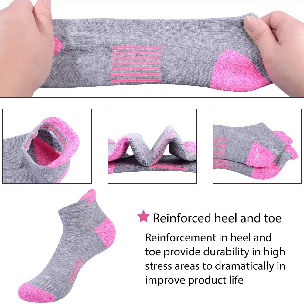 JOYNE Womens Ankle Athletic Low Cut Tab Socks Cushioned Running Sports 6 Pack