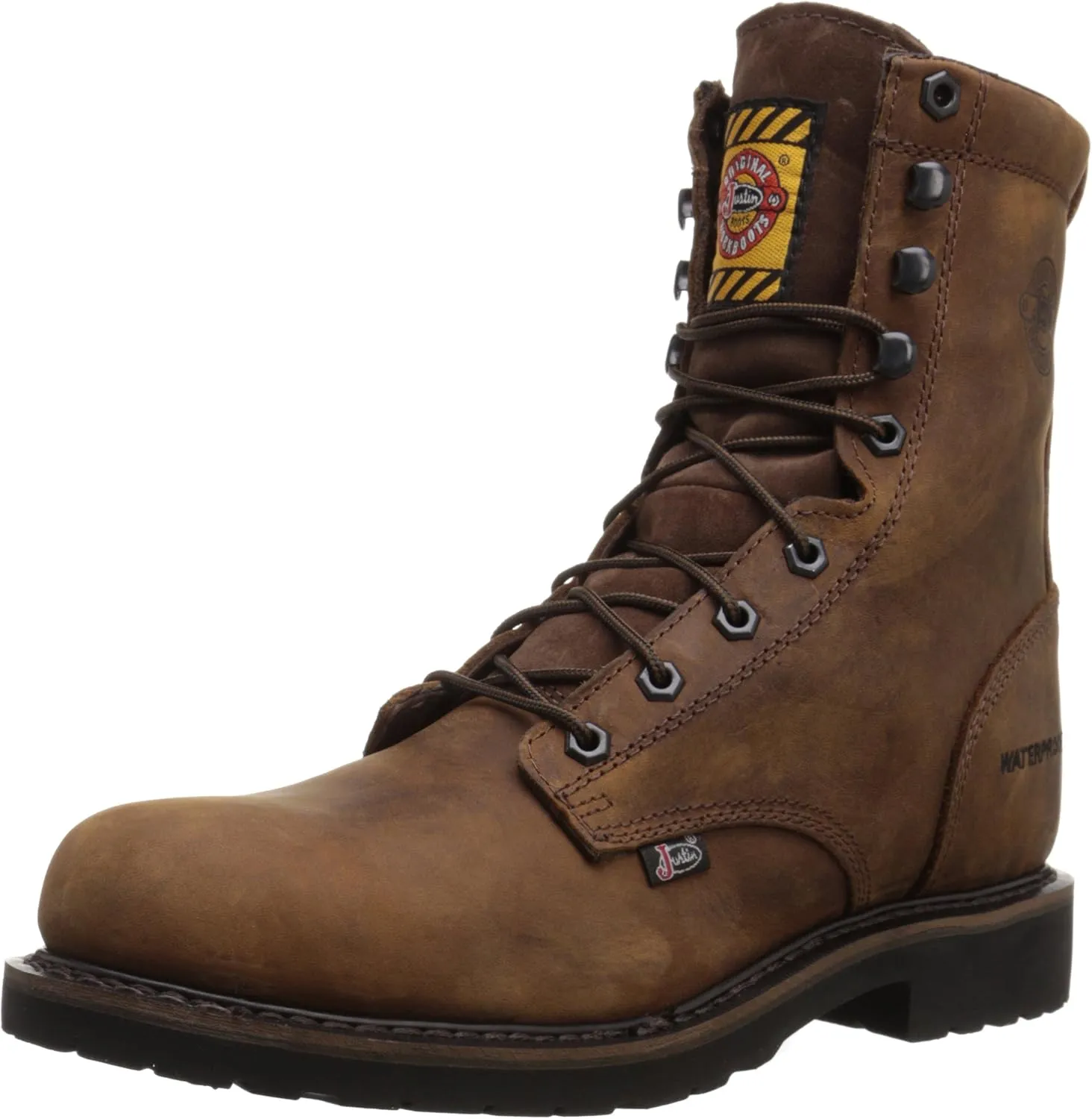 Justin Original Work Men's Wyoming Waterproof Steel Toe Work Boots Brown 9.5 D