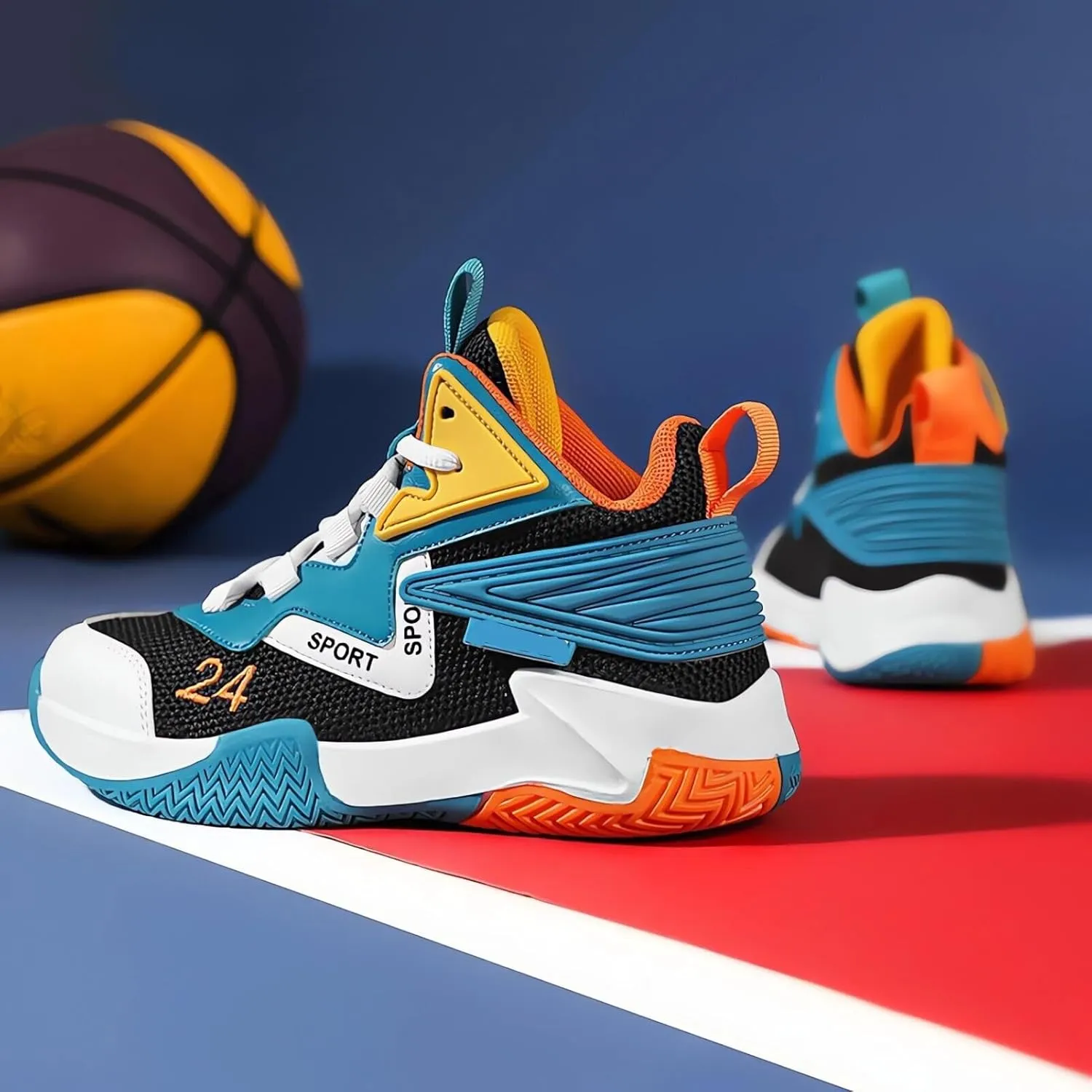 Kids Boys Basketball Shoes Lightweight Casual Sneakers Athletic Tennis Running Walking Shoe