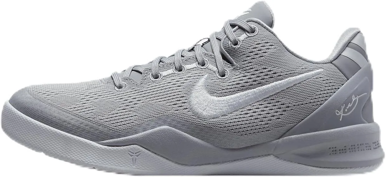 Kobe 8 Big Kids' Basketball Shoes (FN0266-003, Wolf Grey/Wolf Grey/White) Size 7