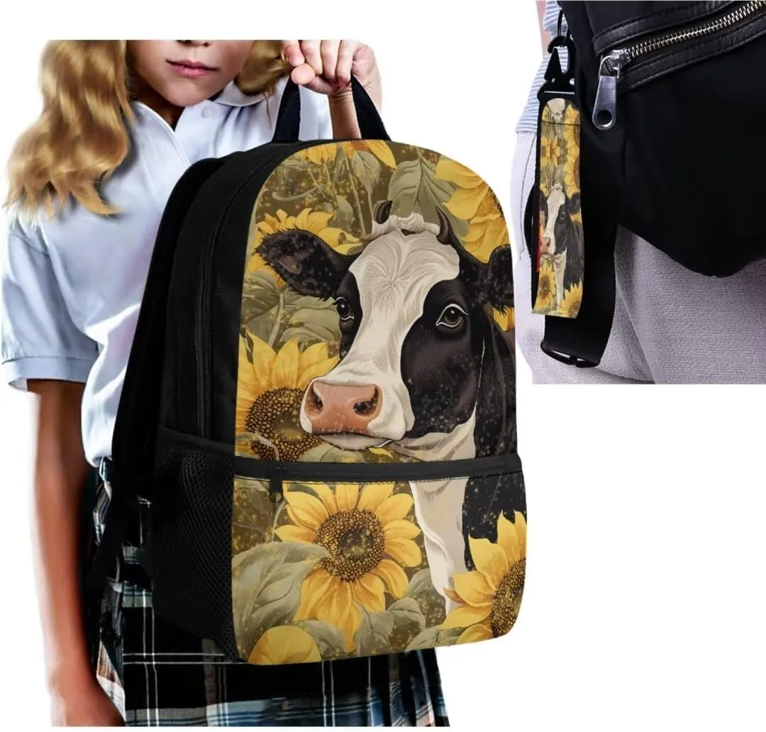 Kuiaobaty Dog Toddler Backpack and Lunch Box Set Lovely School Bag for Kids Portable Shoudler Bag with Zipper Large Capacity Book Bag with Pencil Box Fashion Key Chain Gift for Holiday