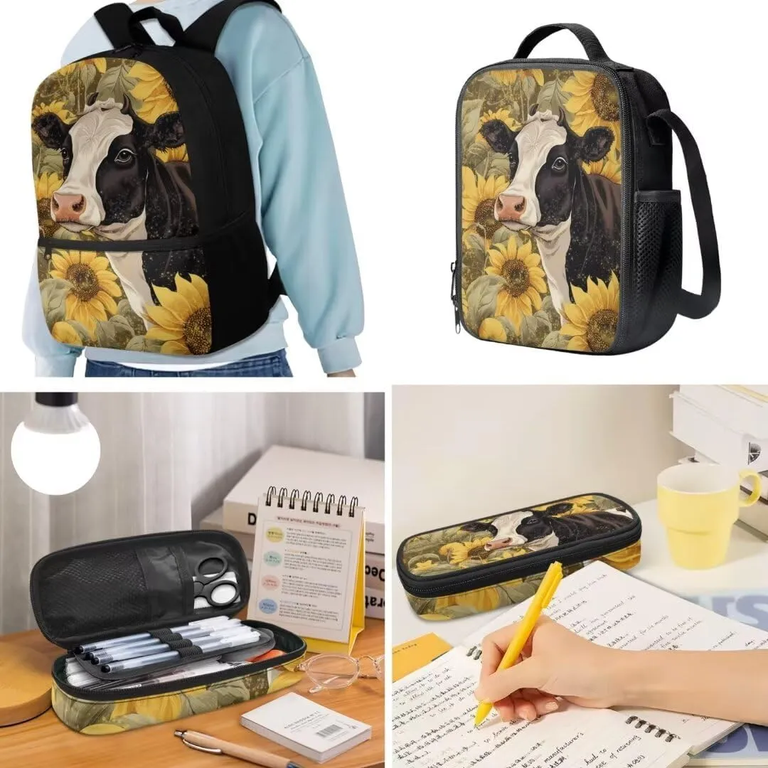 Kuiaobaty Dog Toddler Backpack and Lunch Box Set Lovely School Bag for Kids Portable Shoudler Bag with Zipper Large Capacity Book Bag with Pencil Box Fashion Key Chain Gift for Holiday