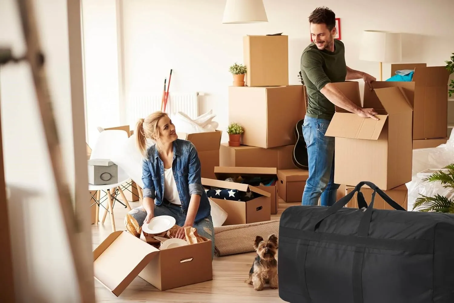 Large Duffle Bag Check In Bag 100L Foldable Storage Bag for Men Travel, Camping, Storage, Moving College Kids and More (100L Black)