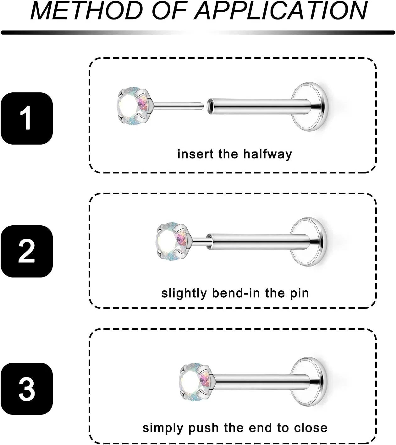 Lcolyoli Threadless Push in Medusa Piercing Jewelry Labret Jewelry Lip Rings Surgical Steel Tragus Jewelry Forward Helix Piercing Jewelry Flat Back Earrings for Women Cartilage Earring 16g 18g 20g