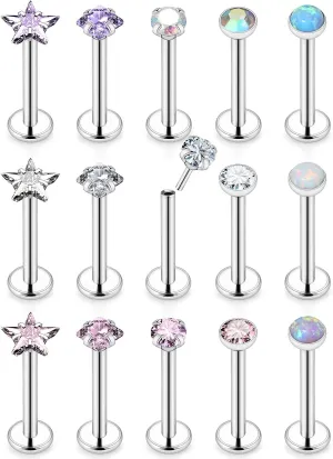 Lcolyoli Threadless Push in Medusa Piercing Jewelry Labret Jewelry Lip Rings Surgical Steel Tragus Jewelry Forward Helix Piercing Jewelry Flat Back Earrings for Women Cartilage Earring 16g 18g 20g