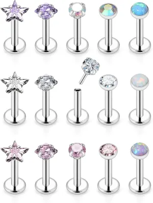 Lcolyoli Threadless Push in Medusa Piercing Jewelry Labret Jewelry Lip Rings Surgical Steel Tragus Jewelry Forward Helix Piercing Jewelry Flat Back Earrings for Women Cartilage Earring 16g 18g 20g