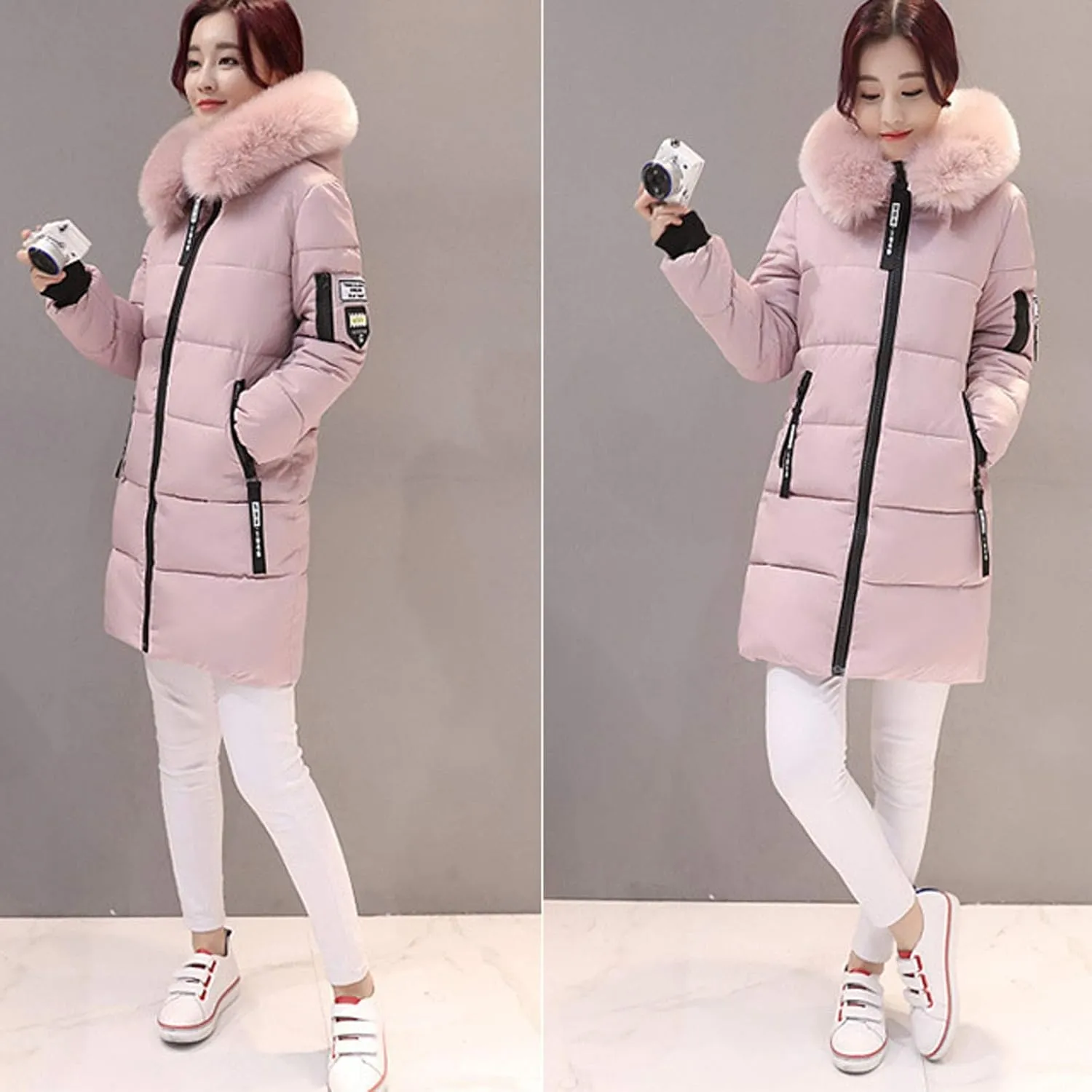 Lightweight Jacket Women 2024 Trendy Mid-length Heated Jackets Thicken Zip Long Sleeve Coats with Pockets Outdoor