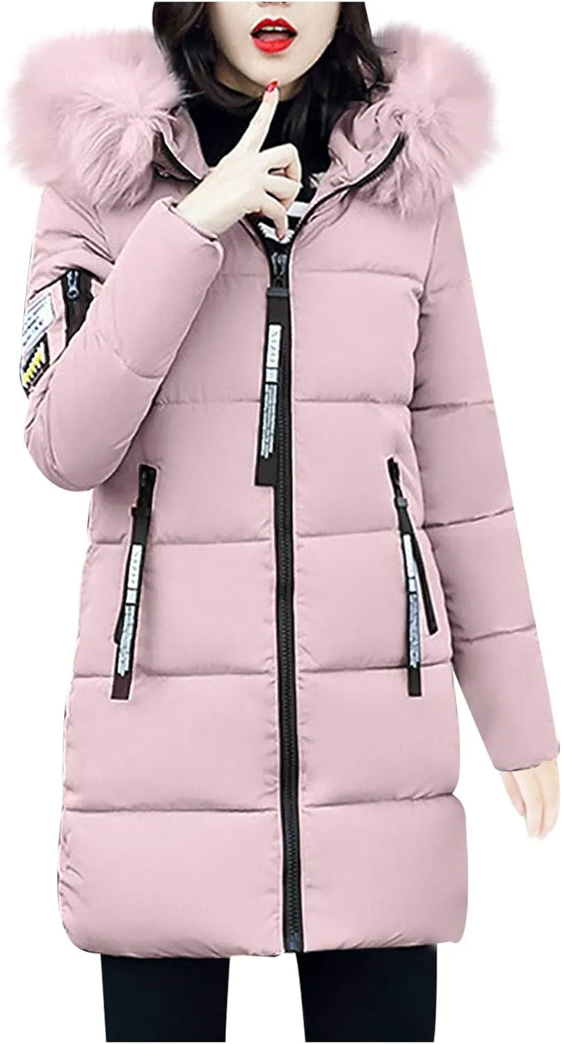 Lightweight Jacket Women 2024 Trendy Mid-length Heated Jackets Thicken Zip Long Sleeve Coats with Pockets Outdoor