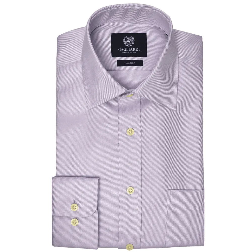 Lilac Twill Tailored Fit Pointed Collar Single Cuffed Shirt