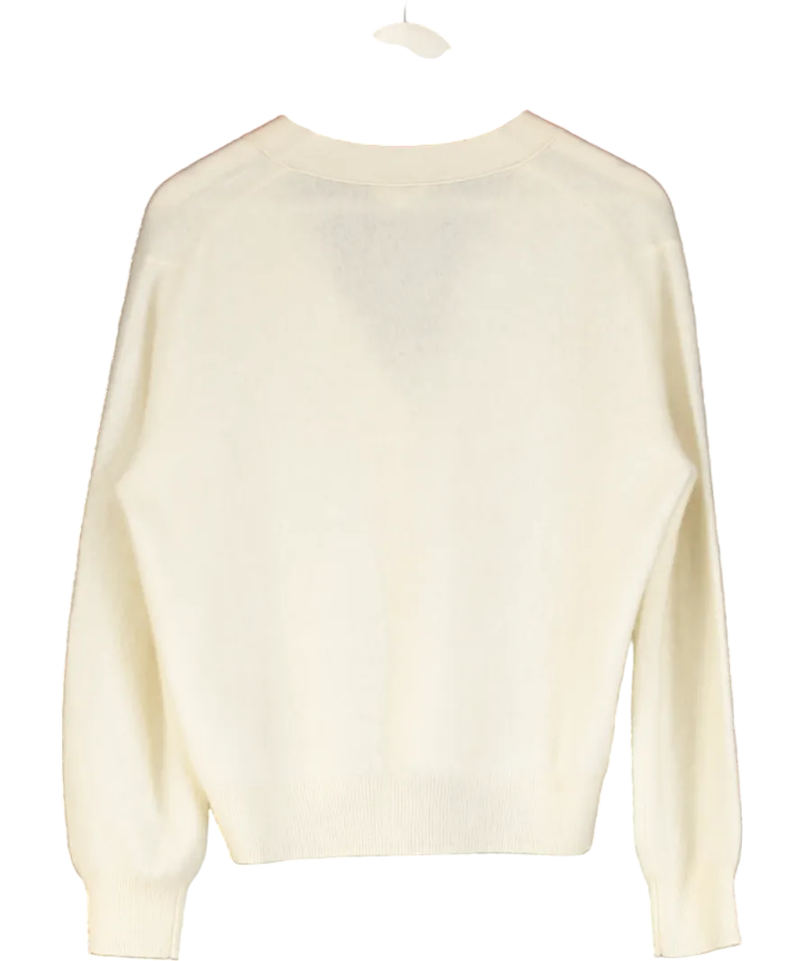 LILYSILK Cream Hestia 100% Cashmere V-neck Cardigan UK S
