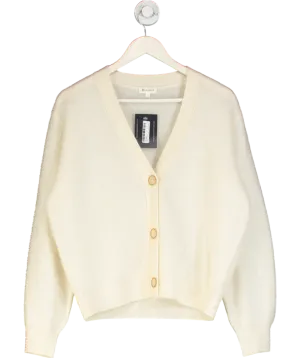 LILYSILK Cream Hestia 100% Cashmere V-neck Cardigan UK S