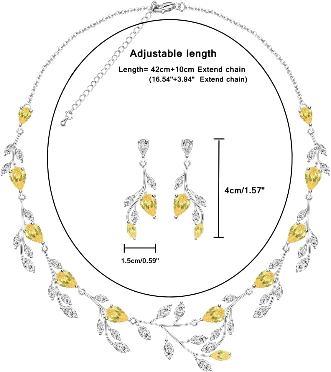 LMXXVJ Wedding Jewelry Set for Women,Teardrop Cubic Zirconia Necklace Earrings Adjustable Ring Bracelet Jewelry Set Formal Jewelry Gift