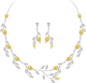 LMXXVJ Wedding Jewelry Set for Women,Teardrop Cubic Zirconia Necklace Earrings Adjustable Ring Bracelet Jewelry Set Formal Jewelry Gift