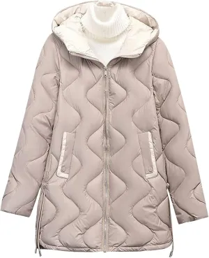Long Windproof Puffer Down Jackets Lightweight Hooded Quilted Jackets Winter Warm Full Zip Up Padded Trench Coats