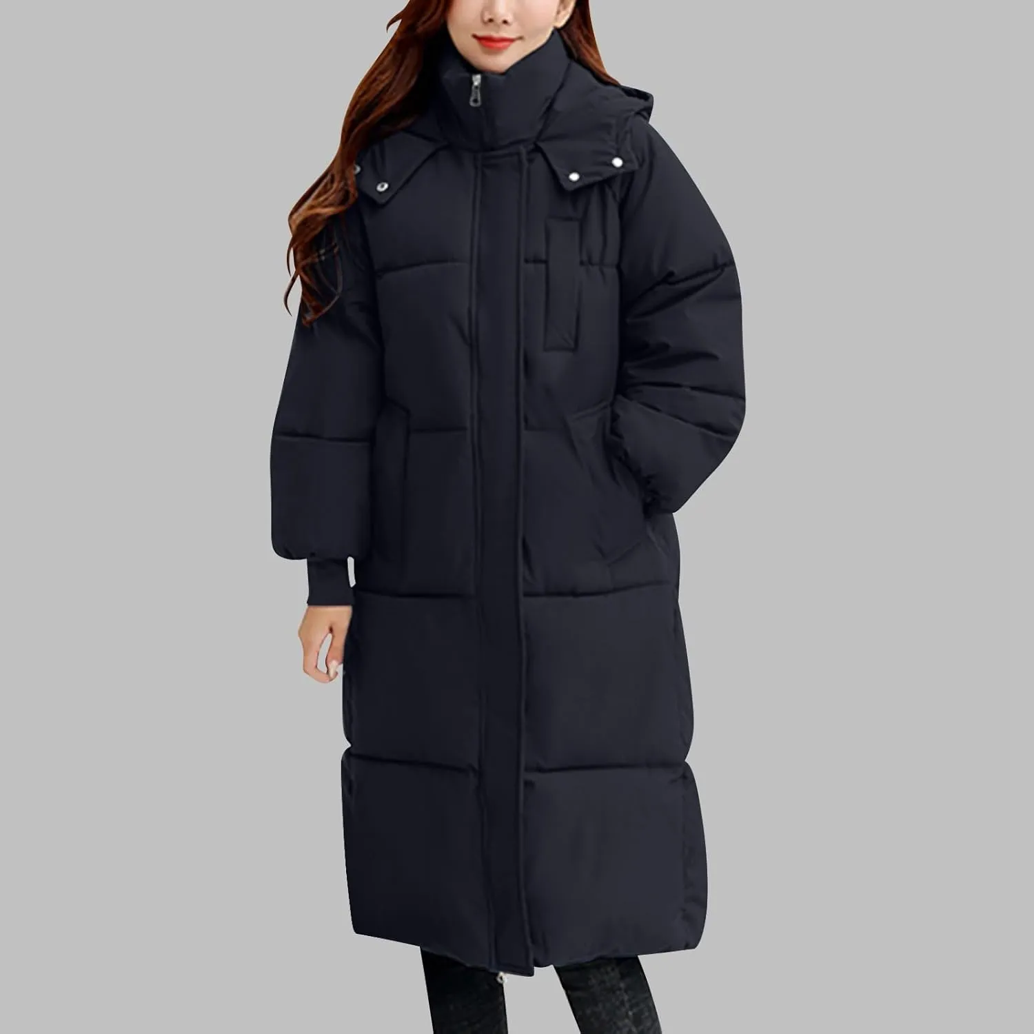 Long Winter Coats for Women 2025 Trendy Hooded Padded Trench Coat Puffer Down Jackets Overcoat with Pockets