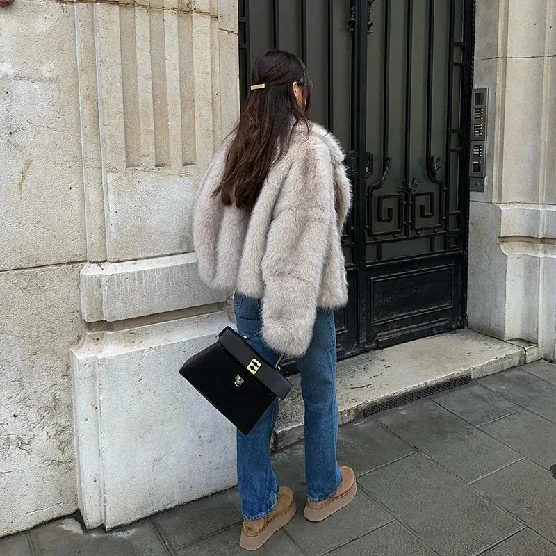 Luxury Gradient Faux Fur Jacket | Womens Fluffy Winter Coat