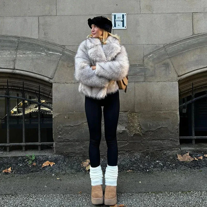 Luxury Gradient Faux Fur Jacket | Womens Fluffy Winter Coat