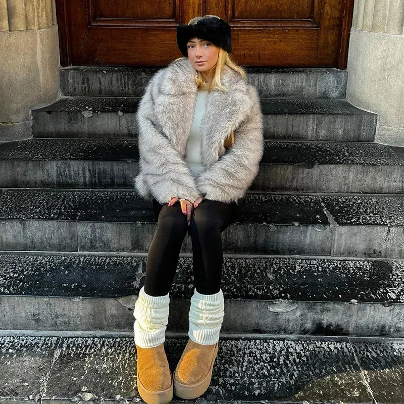 Luxury Gradient Faux Fur Jacket | Womens Fluffy Winter Coat