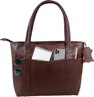 Madosh Vintage Genuine Leather Women's Tote Style Shoulder Handbag Valentine Gift Shopper Brown 16 Bag