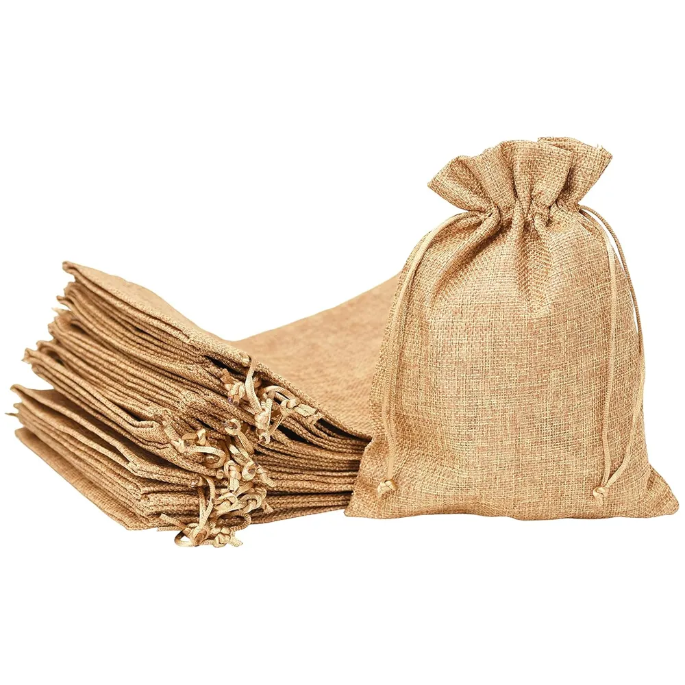 Mandala Crafts Burlap Bags with Drawstring - Small Drawstring Pouch Set - Bulk Rustic Linen Burlap Drawstring Bags for Burlap Gift Bags Wedding Party Coffee Candy Favor Bags 20 PCs