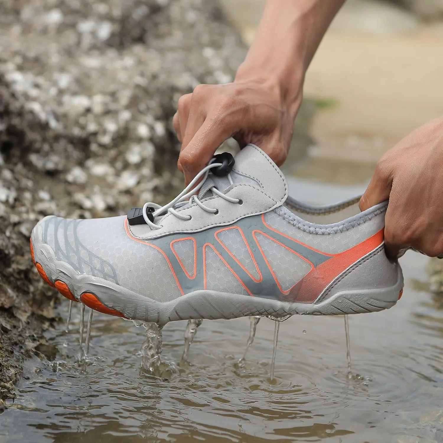 Men Barefoot Water Shoes, Beach Aqua Socks Quick Dry for Outdoor Sport Hiking, Non Slip Healthy Breathable Trail Running Footwear, Wide Toe Zero Drop Slip On Swim Pool, Beach, Surf