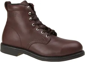 Mens 6" Steel Toe Leather Work Boots Brown 7 Wide (E)