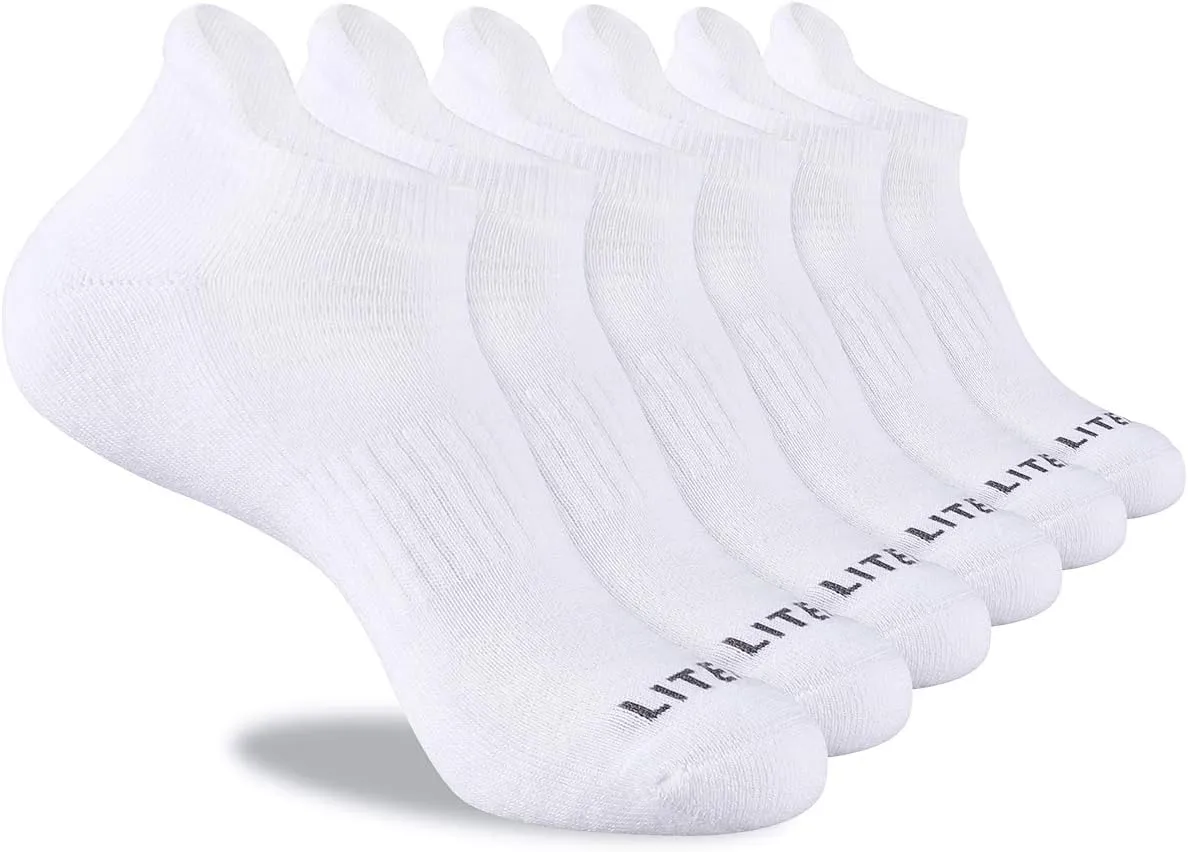 Mens Ankle Socks 6 Pack Low Cut Athletic Running Cushioned Tab Socks