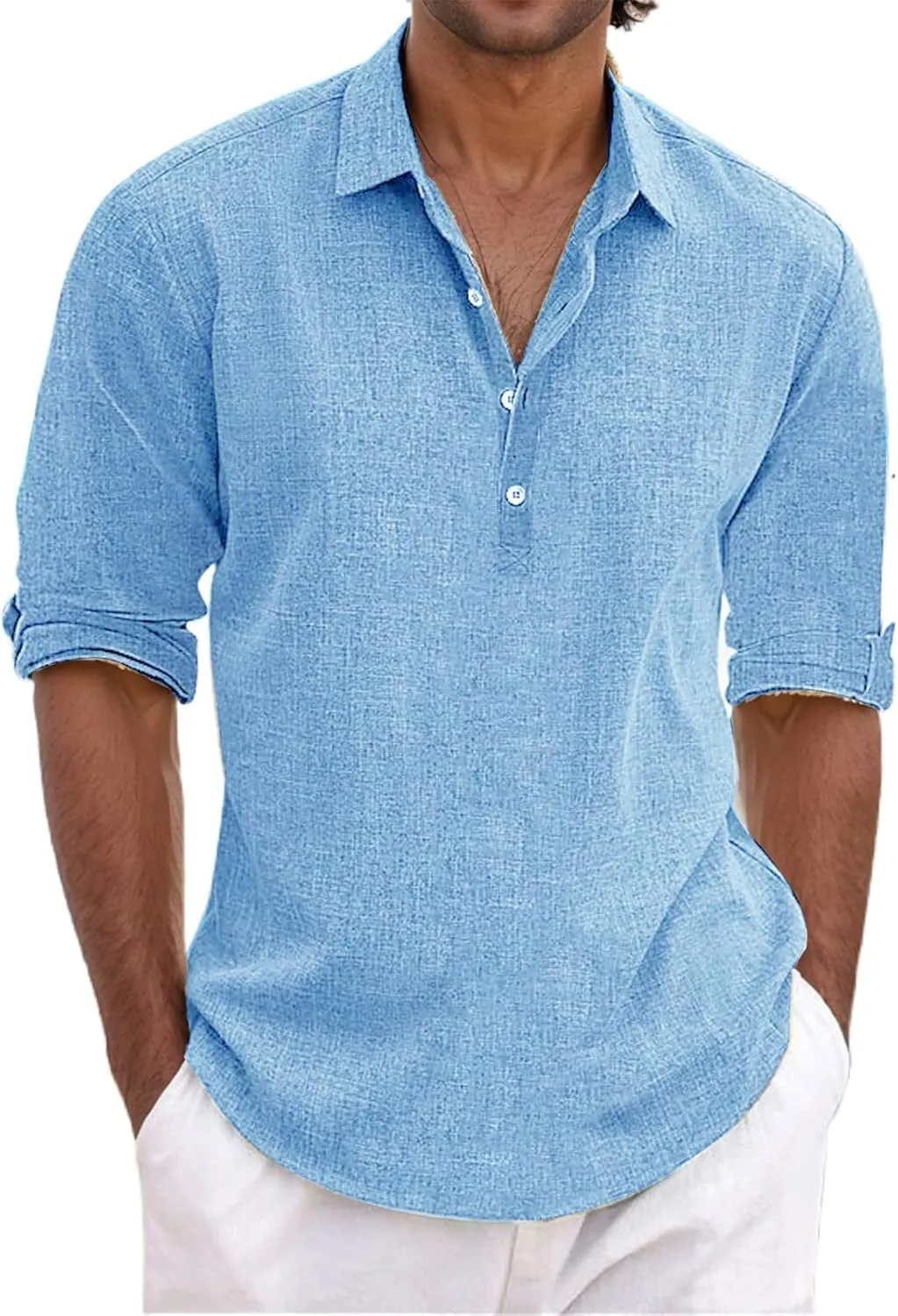 Mens Cotton Linen Shirts Long Sleeve Lapel Casual Loose Soild Regular Silm Fit Tops Outdoor Vocation Party Outfits
