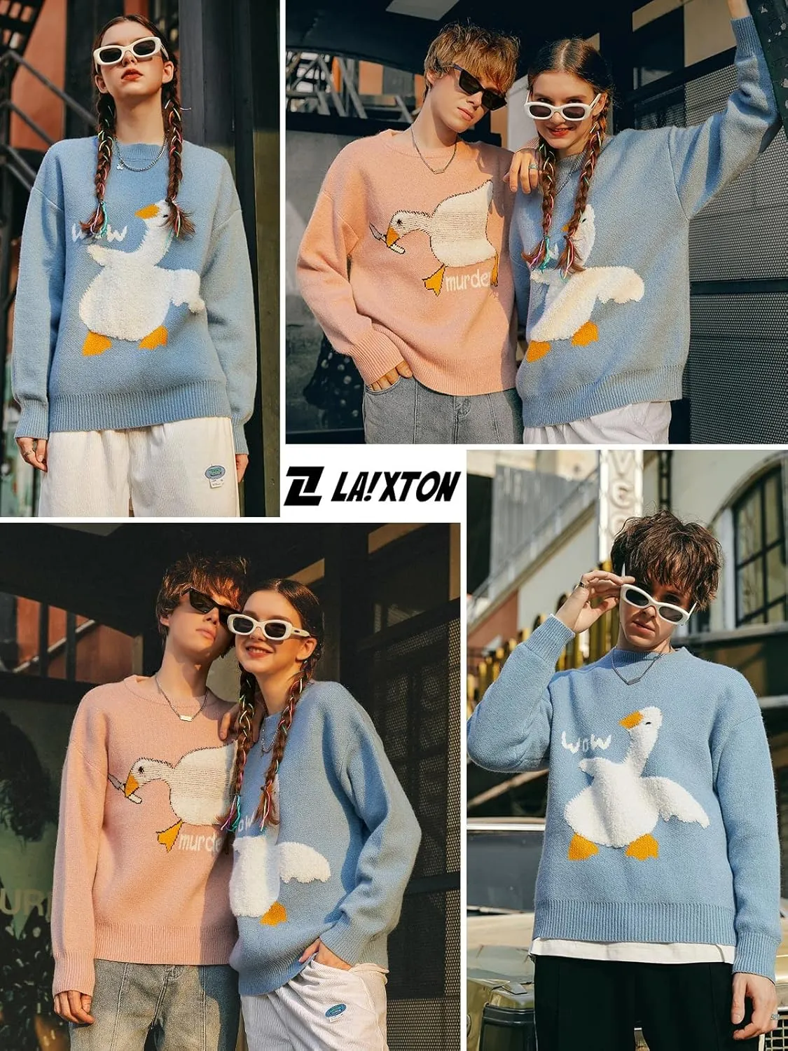 Men's Graphic Oversized Sweater Unisex Knit Aesthetic Sweaters Streetwear Casual Tunic Pullover Jumper