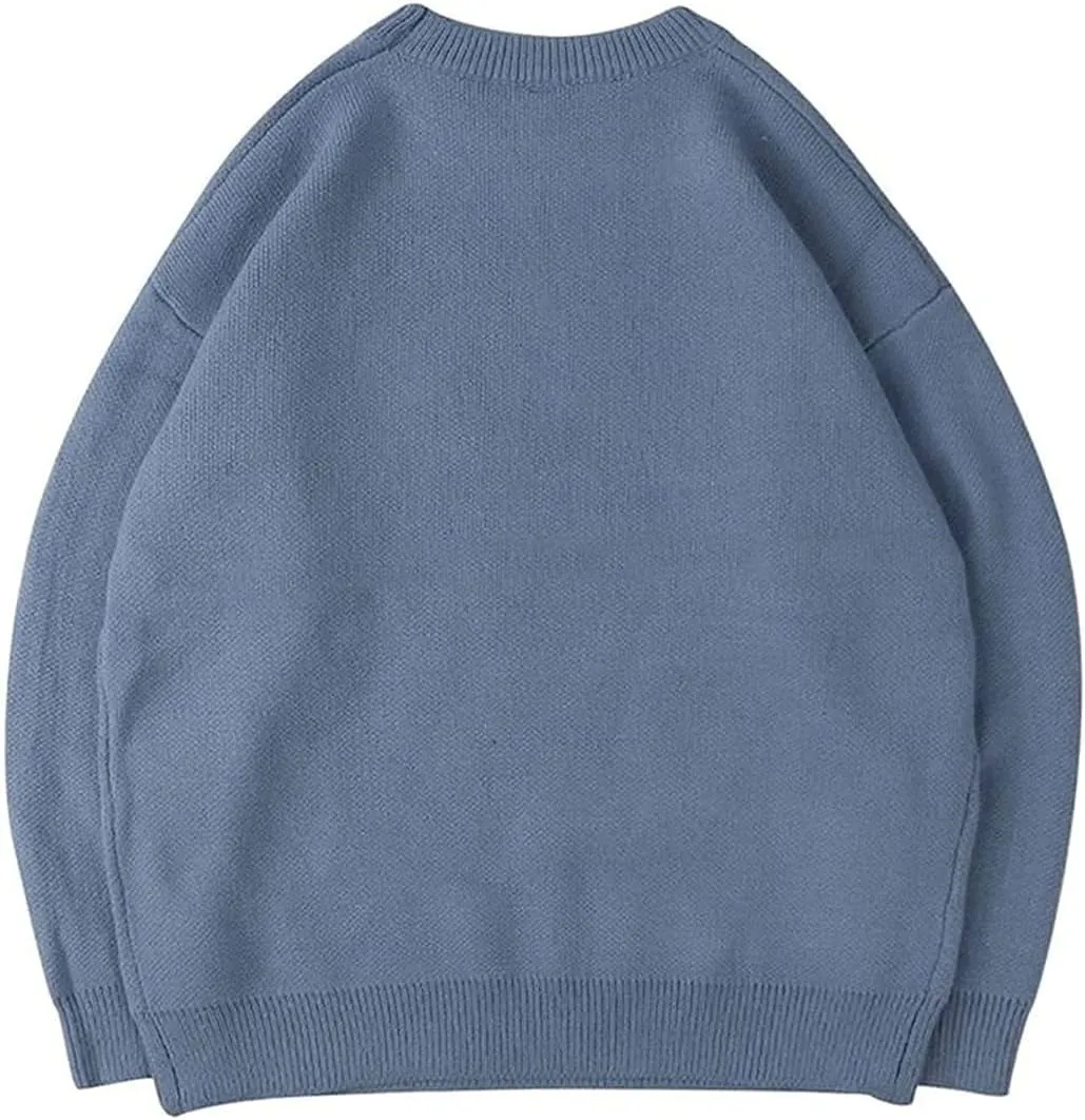 Men's Graphic Oversized Sweater Unisex Knit Aesthetic Sweaters Streetwear Casual Tunic Pullover Jumper
