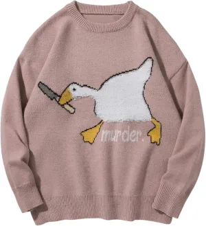 Men's Graphic Oversized Sweater Unisex Knit Aesthetic Sweaters Streetwear Casual Tunic Pullover Jumper