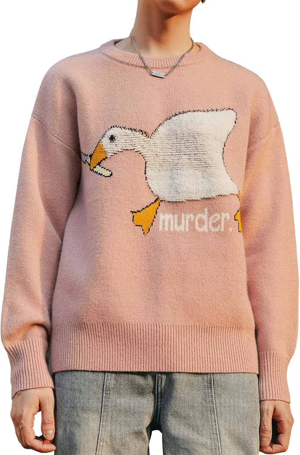 Men's Graphic Oversized Sweater Unisex Knit Aesthetic Sweaters Streetwear Casual Tunic Pullover Jumper