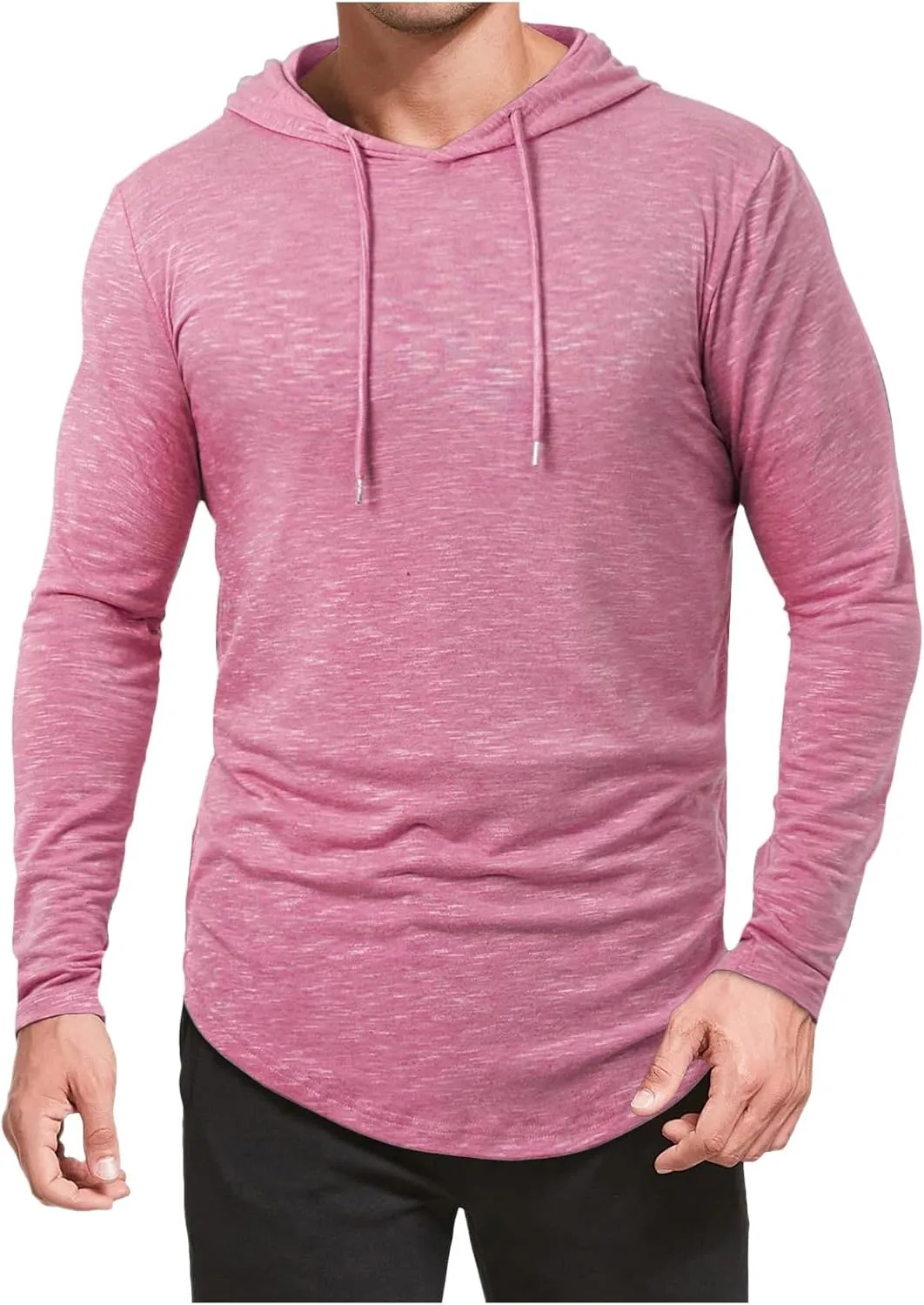Mens Hoodie Shirts Long Sleeve Solid Color Hooded Sweatshirts Tops Lightweight Plus Size Loose Fit Pullover Shirt S-2XL