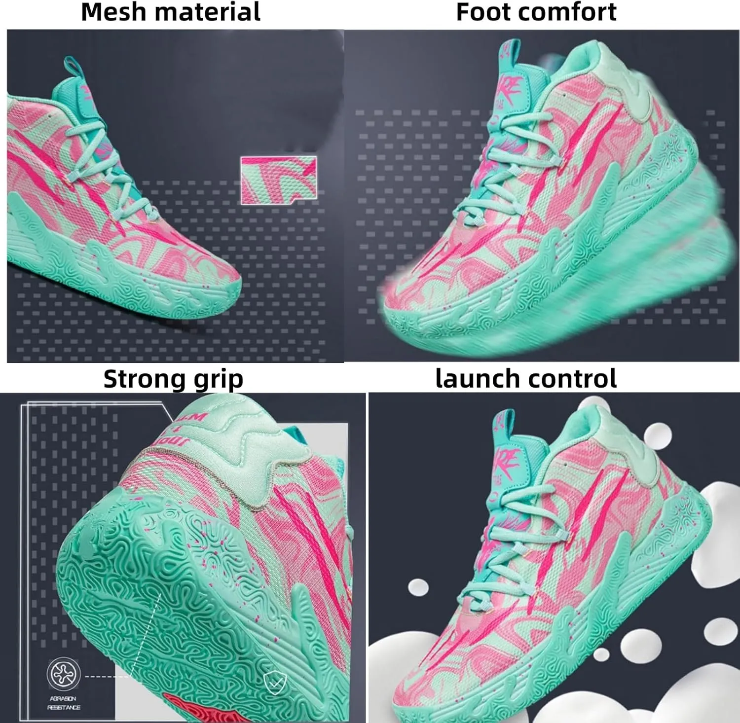 Men's Lace Up High Top Basketball Shoes Chinese Style Breathable Non Slip Outdoor Sneakers Cushioning Workout Shoes for Fitness Training Athletic