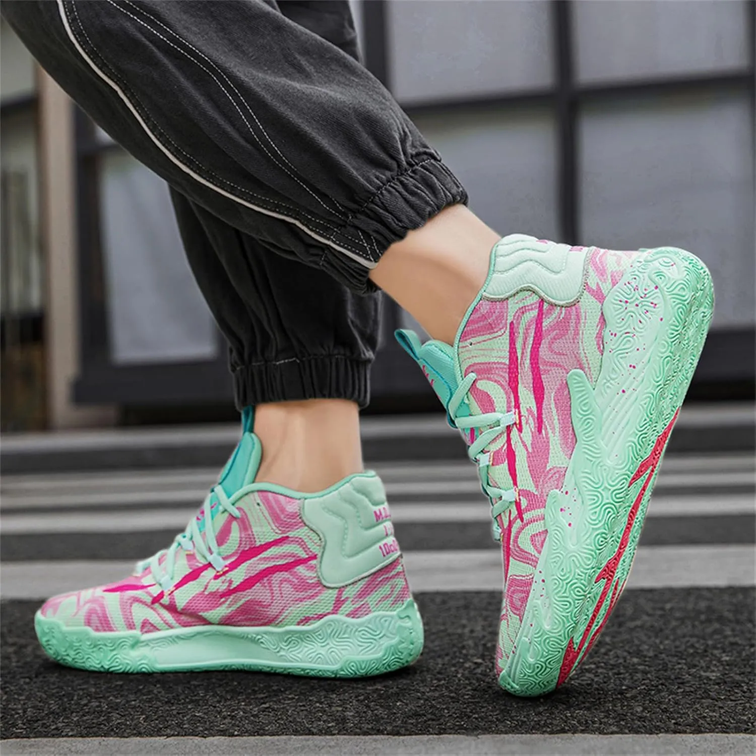 Men's Lace Up High Top Basketball Shoes Chinese Style Breathable Non Slip Outdoor Sneakers Cushioning Workout Shoes for Fitness Training Athletic