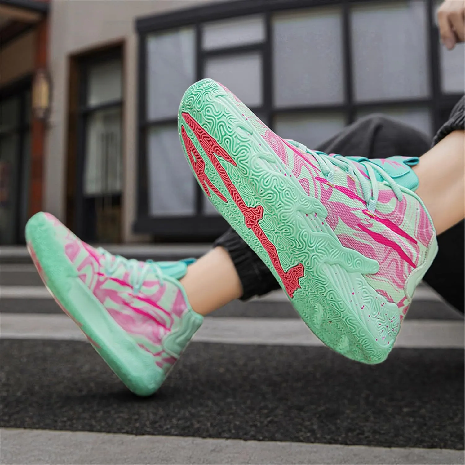 Men's Lace Up High Top Basketball Shoes Chinese Style Breathable Non Slip Outdoor Sneakers Cushioning Workout Shoes for Fitness Training Athletic