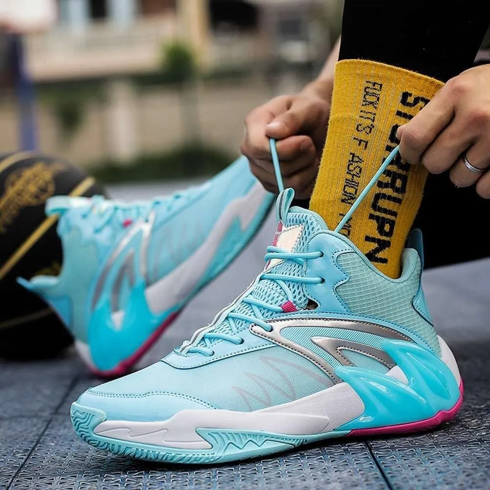 Men's Outdoor Basketball Shoes High top Rebound Wear-Resistant Shock-Absorbing Sports Running Training Boots